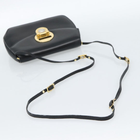 Gianni Versace Schultertasche Leder Schwarz Gold Auth BA13310A