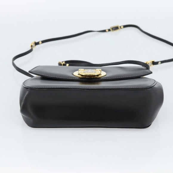 Gianni Versace Schultertasche Leder Schwarz Gold Auth BA13310A