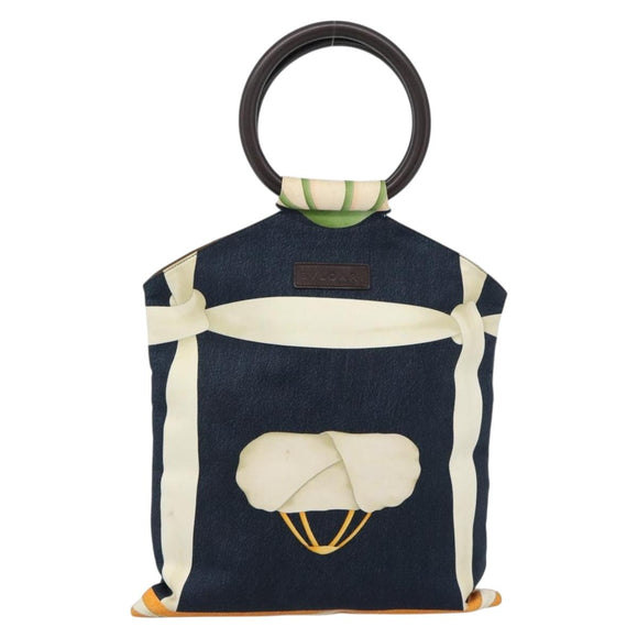 BVLGARI Hand Bag Canvas Navy Auth BA13313A