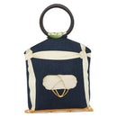 BVLGARI Hand Bag Canvas Navy Auth BA13313A-3