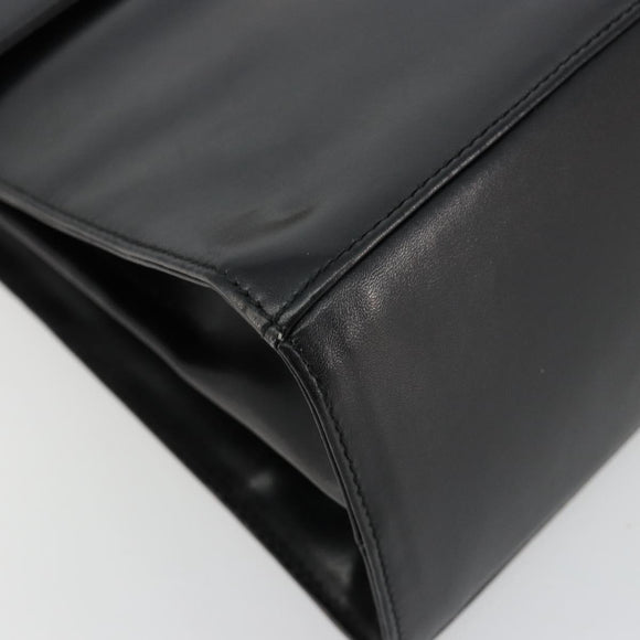 Salvatore Ferragamo Gancini Handtasche Leder 2-Wege Schwarz Gold Authentisch BA13314