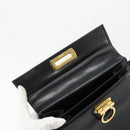 Salvatore Ferragamo Gancini Handtasche Leder 2-Wege Schwarz Gold Authentisch BA13314-10