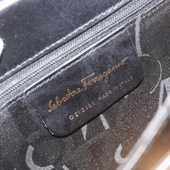 Salvatore Ferragamo Gancini Handtasche Leder 2-Wege Schwarz Gold Authentisch BA13314