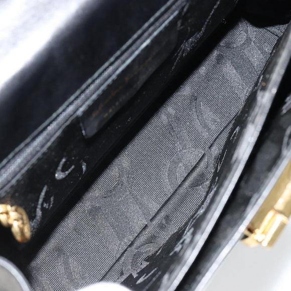 Salvatore Ferragamo Gancini Handtasche Leder 2-Wege Schwarz Gold Authentisch BA13314