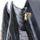 Salvatore Ferragamo Gancini Handtasche Leder 2-Wege Schwarz Gold Authentisch BA13314-21