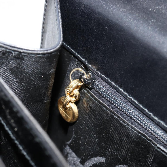 Salvatore Ferragamo Gancini Handtasche Leder 2-Wege Schwarz Gold Authentisch BA13314