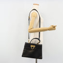 Salvatore Ferragamo Gancini Handtasche Leder 2-Wege Schwarz Gold Authentisch BA13314-25