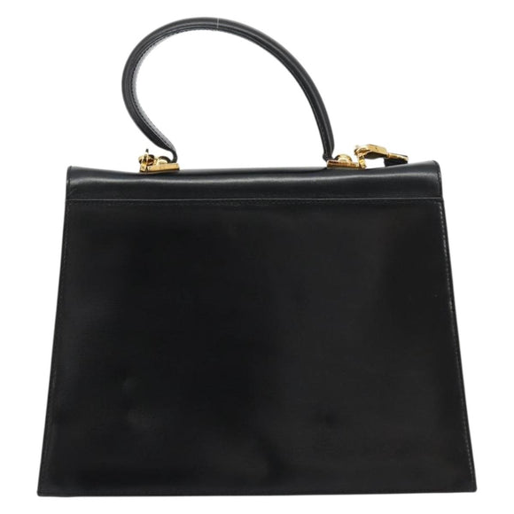 Salvatore Ferragamo Gancini Handtasche Leder 2-Wege Schwarz Gold Authentisch BA13314