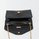 Christian Dior Honeycomb Canvas Chain Shoulder Bag PVC Black Gold Auth BA13315-18