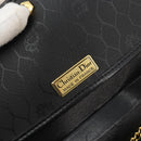 Christian Dior Honeycomb Canvas Chain Shoulder Bag PVC Black Gold Auth BA13315-19