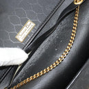 Christian Dior Honeycomb Canvas Chain Shoulder Bag PVC Black Gold Auth BA13315-10