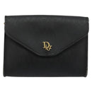 Christian Dior Honeycomb Canvas Chain Shoulder Bag PVC Black Gold Auth BA13315-13