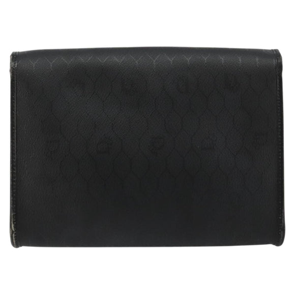 Christian Dior Honeycomb Canvas Chain Shoulder Bag PVC Black Gold Auth BA13315
