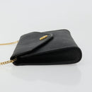 Christian Dior Honeycomb Canvas Chain Shoulder Bag PVC Black Gold Auth BA13315-4