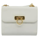 Salvatore Ferragamo Gancini Shoulder Bag Leather White Gold Auth BA13316-13