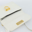 Salvatore Ferragamo Gancini Shoulder Bag Leather White Gold Auth BA13316-10