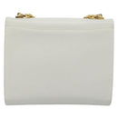 Salvatore Ferragamo Gancini Shoulder Bag Leather White Gold Auth BA13316-2