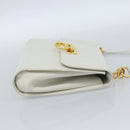 Salvatore Ferragamo Gancini Shoulder Bag Leather White Gold Auth BA13316-4