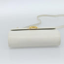 Salvatore Ferragamo Gancini Shoulder Bag Leather White Gold Auth BA13316-5