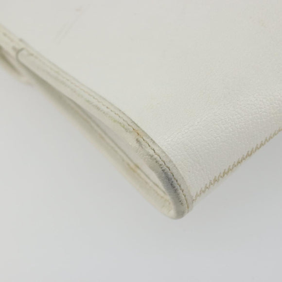 Christian Dior Chain Shoulder Bag Leather White Gold Auth BA13317