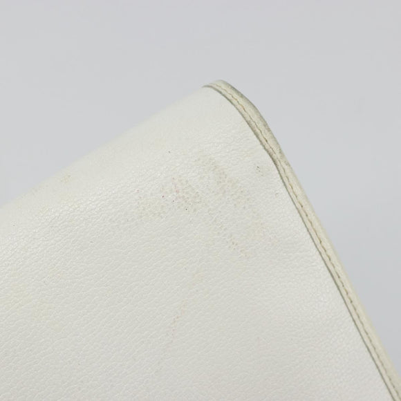Christian Dior Chain Shoulder Bag Leather White Gold Auth BA13317