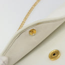 Christian Dior Chain Shoulder Bag Leather White Gold Auth BA13317-10