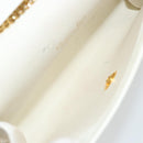 Christian Dior Chain Shoulder Bag Leather White Gold Auth BA13317-12