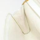 Christian Dior Chain Shoulder Bag Leather White Gold Auth BA13317-22