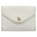 Christian Dior Chain Shoulder Bag Leather White Gold Auth BA13317-13