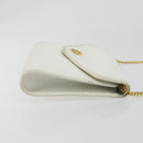 Christian Dior Chain Shoulder Bag Leather White Gold Auth BA13317-3