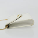 Christian Dior Chain Shoulder Bag Leather White Gold Auth BA13317-4