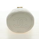 CHANEL Chain Matelasse Shoulder Bag Lamb Skin White Gold CC Auth BA13318M-11