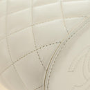 CHANEL Chain Matelasse Shoulder Bag Lamb Skin White Gold CC Auth BA13318M-12