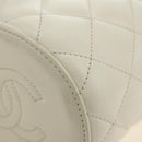 CHANEL Chain Matelasse Shoulder Bag Lamb Skin White Gold CC Auth BA13318M-13