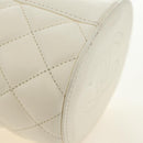 CHANEL Chain Matelasse Shoulder Bag Lamb Skin White Gold CC Auth BA13318M-14
