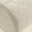 CHANEL Chain Matelasse Shoulder Bag Lamb Skin White Gold CC Auth BA13318M-15