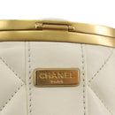 CHANEL Chain Matelasse Shoulder Bag Lamb Skin White Gold CC Auth BA13318M-16