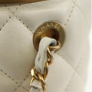 CHANEL Chain Matelasse Shoulder Bag Lamb Skin White Gold CC Auth BA13318M-17