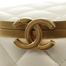 CHANEL Chain Matelasse Shoulder Bag Lamb Skin White Gold CC Auth BA13318M-18