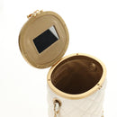 CHANEL Chain Matelasse Shoulder Bag Lamb Skin White Gold CC Auth BA13318M-19