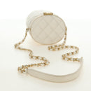 CHANEL Chain Matelasse Shoulder Bag Lamb Skin White Gold CC Auth BA13318M-7