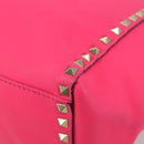 VALENTINO Studs Tote Bag Leather 2way Pink Gold Auth BA13319-12