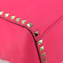 VALENTINO Studs Tote Bag Leather 2way Pink Gold Auth BA13319-13