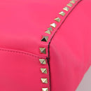 VALENTINO Studs Tote Bag Leder 2way Pink Gold Auth BA13319-14