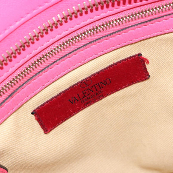 VALENTINO Studs Tote Bag Leder 2way Pink Gold Auth BA13319