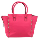 VALENTINO Studs Tote Bag Leder 2way Pink Gold Auth BA13319-3