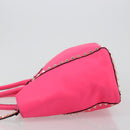 VALENTINO Studs Tote Bag Leather 2way Pink Gold Auth BA13319-5
