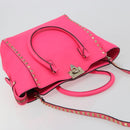VALENTINO Studs Tote Bag Leder 2way Pink Gold Auth BA13319-6