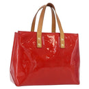 LOUIS VUITTON Monogram Vernis Reade PM Hand Bag Red Rouge M91088 LV Auth BA13320-1