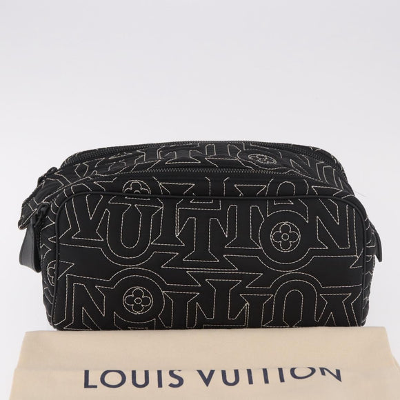 LOUIS VUITTON LV Snow Dopp Kit Clutch Bag Nylon Black M21435 LV Auth BA13321SM